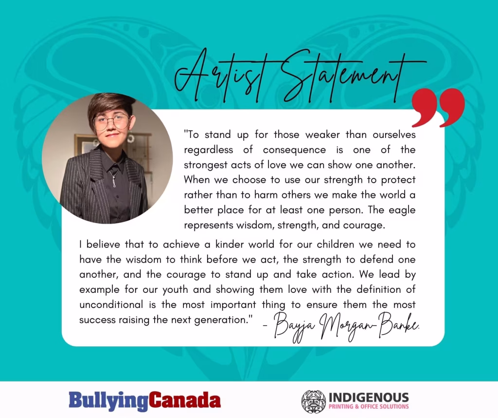 A digital graphic featuring an artist statement by Bayja Morgan-Banke with a portrait and organizational logos.